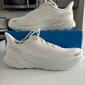 Hoka All-White Clifton 8 Athletic Sneakers